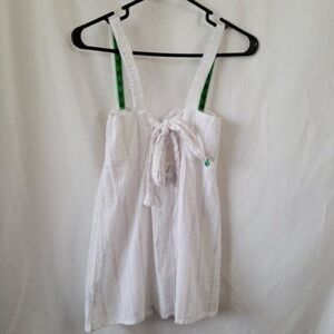 Volcom Medium Strappy white tank Cami Fair Lady Top Cotton Blend ruched tie EUC